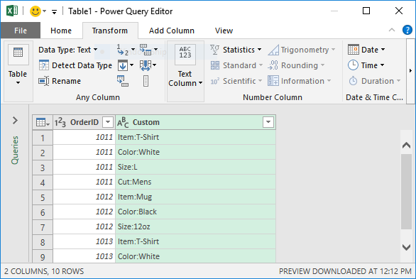 convert text to rows in excel 2018